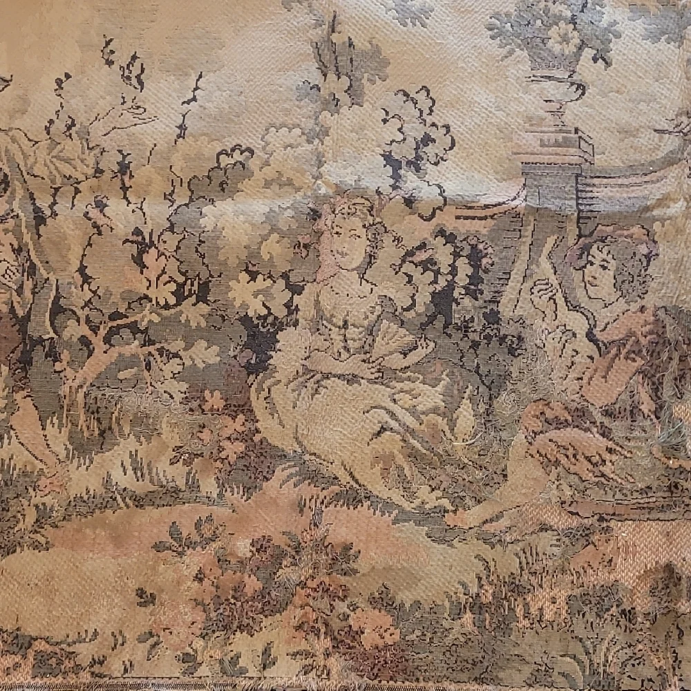 Vintage French Late 1800's Tapestry with Pastoral Scene